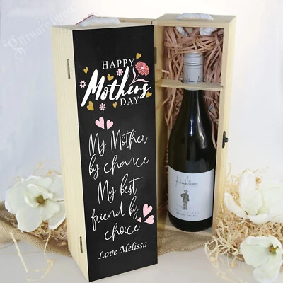 Printed Wooden Wine Box Full Colour Mothers Day Gift  Grandma Nan Present • $39.95