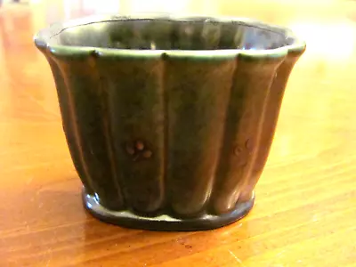 Vtg Gustavberg Sweden Argenta Green Ribbed Sm Vase Or Toothpick/ Sugar Holder • $24.99