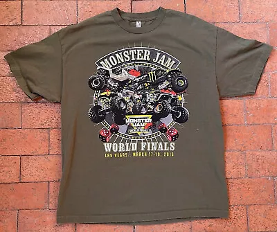 MONSTER JAM World Finals Collectible Green Graphic T-shirt Las Vegas 2016 Sz XL • $20