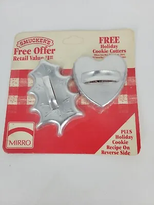 Vintage Smuckers Mirro Hollyberry & Heart Cookie Cutters Promotional Advertising • $9.99