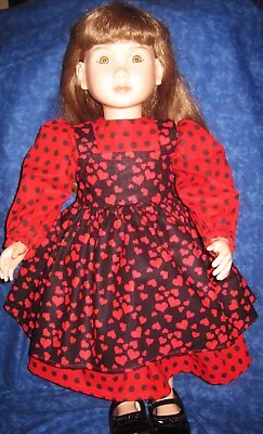 Red Polka Dot Dress And Black Valentine Hearts Pinafore-Fits 23  My Twinn  Doll • $24.99