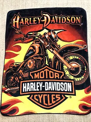 $30 • Buy 2010 Harley Davidson Motorcycles Flames Plush Fleece Throw Blanket 48” X 56”