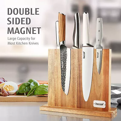 Magnetic Knife Block Acacia Wood Double-Sided Magnetic Kitchen Knife Holder • £25.99