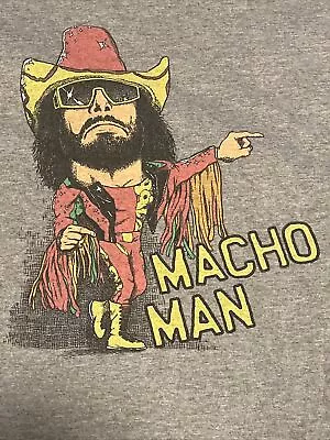 Macho Man Caricature Adult Shirt 3XL Gray Homage WWF Wrestling Retro 90s USA • $18.99