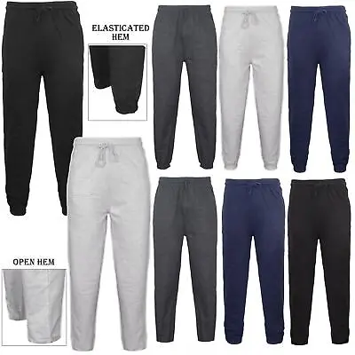 Mens Fleece Jogging Bottoms Elasticated Joggers Cuffed Track Gym Pants Trousers • £8.99
