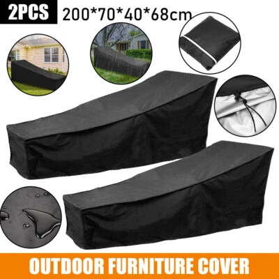 $29.99 • Buy 2Pack Outdoor Furniture Cover UV Sun Lounge Covers Waterproof Chair Protector AU