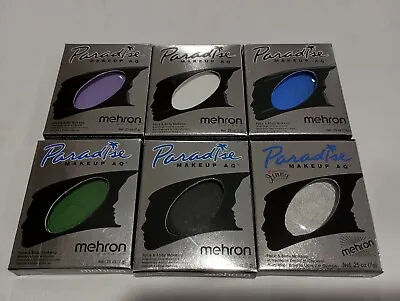 Mehron Paradise Makeup AQ Face Body Makeup Lot Of 6 Blue Purple Green Black New • $22.99