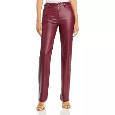 STAUD Womens Chisel Faux Leather High Rise Jean Straight Leg Pants BHFO 6667 • $104.99