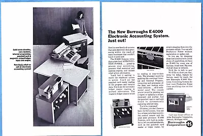 1966 Burroughs E4000 Ad ~ The New Electronic Accounting System • $11.89