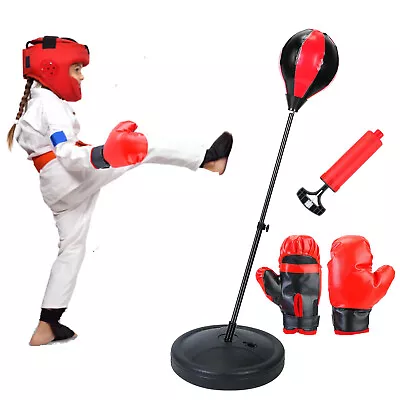 Punching Ball Bag Boxing For Kids Junior With Gloves Adjustable Speed Training • $32.99