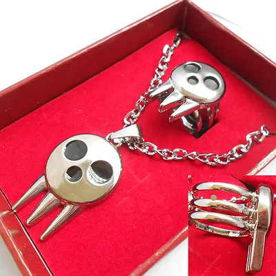 £7.99 • Buy Anime Soul Eater Death The Kid Ring Inspired Pendant Necklace + Ring Set Cosplay