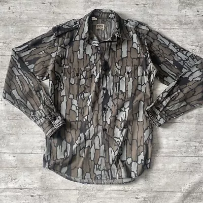 Vintage 80s Gung Ho Treebark Camo Shirt US Hunting Shirt Medium Men's Gorpcore • £30