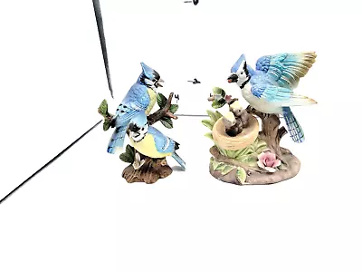 Blue Jay Vintage Nest Egg Collection & 2 Blue On Branch Figurine #02203 Lefton • $22.95