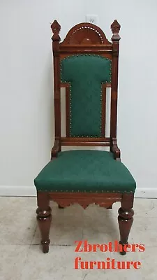 Antique Victorian Throne Chair Carved Oak Church Chapel Masonic A • $629.10