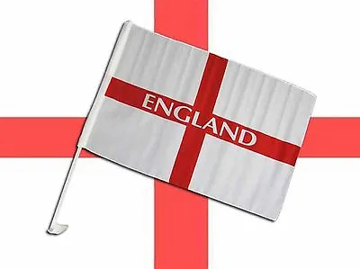 £4.89 • Buy England St George Car Windows Flag 12 X18  Easy Install Clip On Football 2 Flags