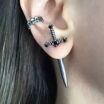 Gothic Kinitial Swords-Earrings For Women Vintage Cool Punk Crystal Ear • $9.45