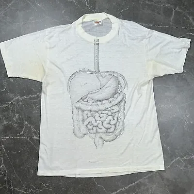 Vtg 1978 Dr. Leslie Arwin T Shirt 70s Human Anatomy Anatomical Stomach 50 50 Tee • $79.99