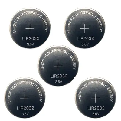 5 X LIR2032 CR2032 Rechargeable Button Coin 3.6v Battery FAST Delivery UK Seller • £5.95