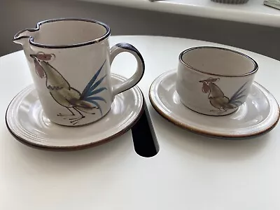 £14.99 • Buy Grayshott Pottery Milk / Cream  Jug And Sugar Pot - Cockerel Design