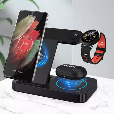 3IN1 Wireless Charger Dock Charging Station For Samsung Galaxy S23 22 Watch Bud • £15.99