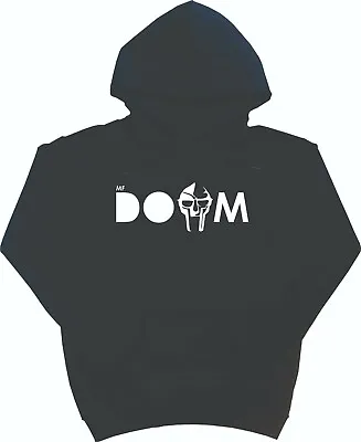 MF Doom Hoodie Doom Design With Mask Black (White Print) • $28
