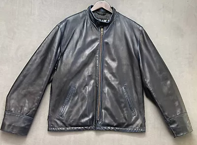 $299.99 • Buy RARE Schott 872 Black Café Racer Leather Jacket, Medium Blue Tint Dye