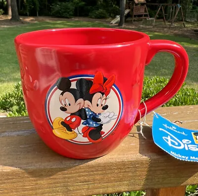 Coffee Mug Walt Disney Mickey Minnie Mouse Hallmark Red 3D Embossed 14oz. NWT • $9.99