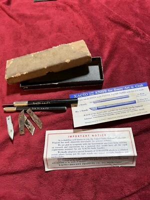 $24.95 • Buy Vintage X-ACTO Knife Set In Original Cardboard Box, Two Knives, Five Blades.