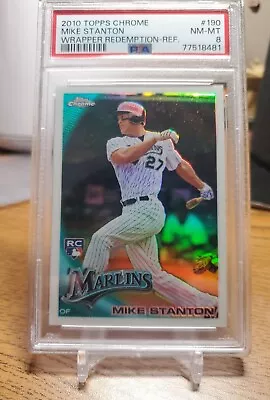 2010 Topps Chrome Refr. Wrapper Redemption Rookie Mike Giancarlo Stanton Psa 8 • $28