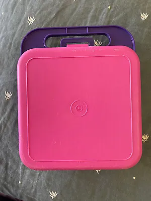 Euc Tupperware Vintage Alphabet Carry Case Lunch & Storage Box - Pink & Purple • $19.99