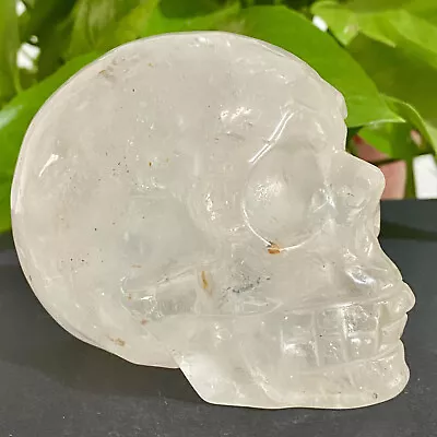 1.61LB Natural White Crystal Quartz Carved Skull Crystal Reiki Gem • $0.99