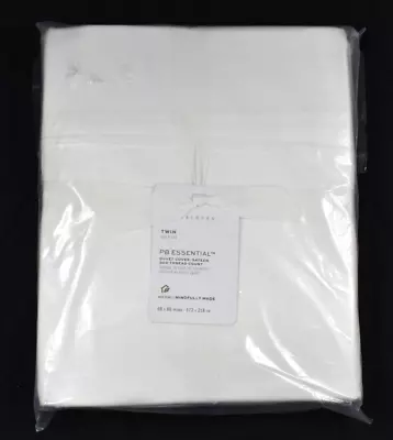 Pottery Barn Essential Twin Duvet Cover White Cotton Sateen 300TC NEW! • $49.99