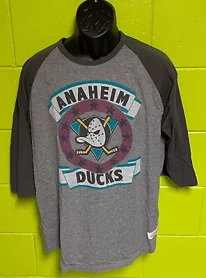 Anaheim Mighty Ducks Mitchell And Ness 2XL XXL Raglan T Shirt • $14
