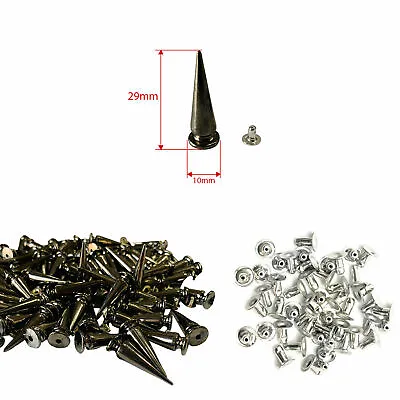 £6.39 • Buy 29x10mm Spike Punk Cone Studs Rivets For DIY Leather Crafts Clothes Shoes 100pcs