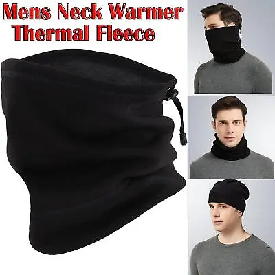 Mens Neck Warmer Black Thermal Women Fleece Warm Winter Balaclava Soft Face Mask • £3.99