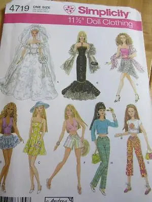Simplicity Barbie Sewing Pattern Bride Mermaid Dress Halter Tops Fashion Dolls • $7.99