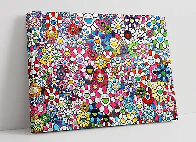 Murakami Flowers 4 Canvas Wall Art Float Effect/frame/picture/poster Print-pink • £89.99