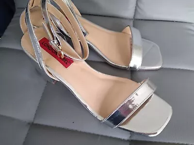 London Rebel Silver Block Heel Sandals Size 5(38) Ref N32 • £15