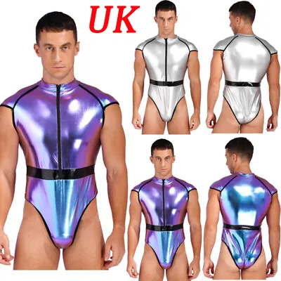 UK Mens Astronaut Costume Patent Leather Astronaut Costume Bodysuits Halloween • £15.99