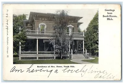 1909 Residence Mrs. Moore North Side Greetings South Haven Michigan MI Postcard • $29.95