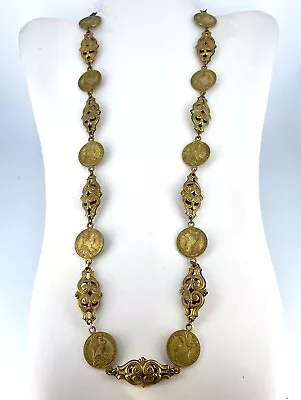 Miriam Haskell Goldtone Maria Theresia Coin 29  Necklace • £13.26