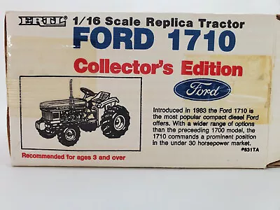 Vintage Ertl Ford 1710 Farm Toy Tractor 1/16 Diecast Metal 1985 #831 Collector's • $68.95