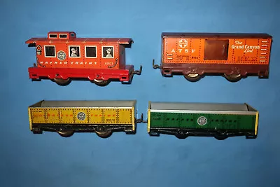4 Hafner Tin Freight Cars: 2 #91746 Hopper Cars Grand Canyon Boxcar & #41021 • $49.95