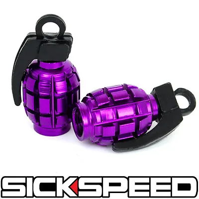 $9.88 • Buy 2 Purple Anodized Grenade Valve Stem Cap Kit/set For Motorcycle Tires M1