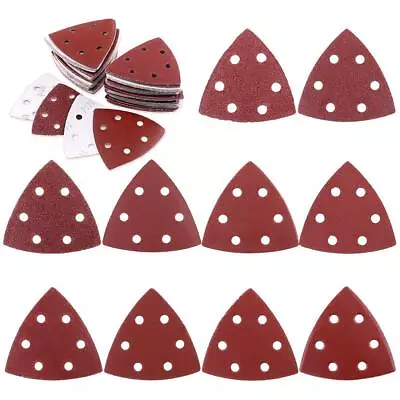 100Pcs Triangle Sandpaper Sanding Sheets 6 Holes Hook Loop 40-120 Grit Sandpaper • $18.99