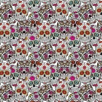 £6.50 • Buy 100% Cotton Digital Fabric Bunched Mexican Sugar Skulls Halloween 140cm Wide