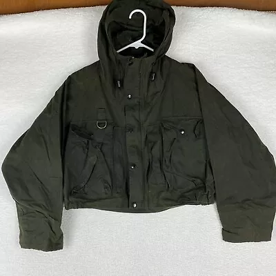 Hoggs Of Fife Cropped Wading Fishing Hooded Jacket Mens Sz M Oiled Cotton Green • $149.88