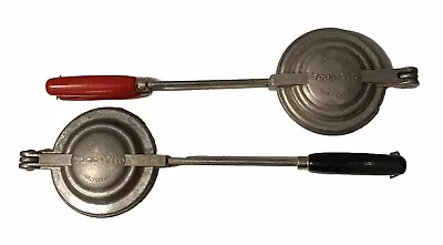 Vtg Toas-Tite Campfire Pie Sandwich Maker Cast Aluminum Wood Handles Made USA 2 • $56.58