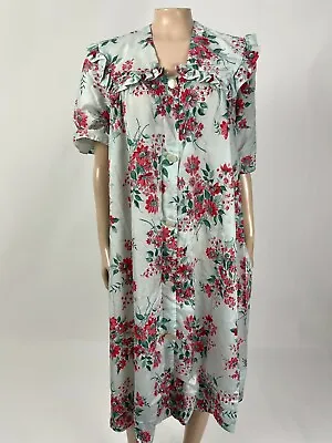 Vintage 60's 70's Handmade Women's Dress Poleyster Floral House Button Midi E15 • $9.99