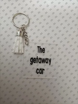 Vinyl Decorated Square  Shape Acrylic Keyring  - The Getaway Car • £2.25